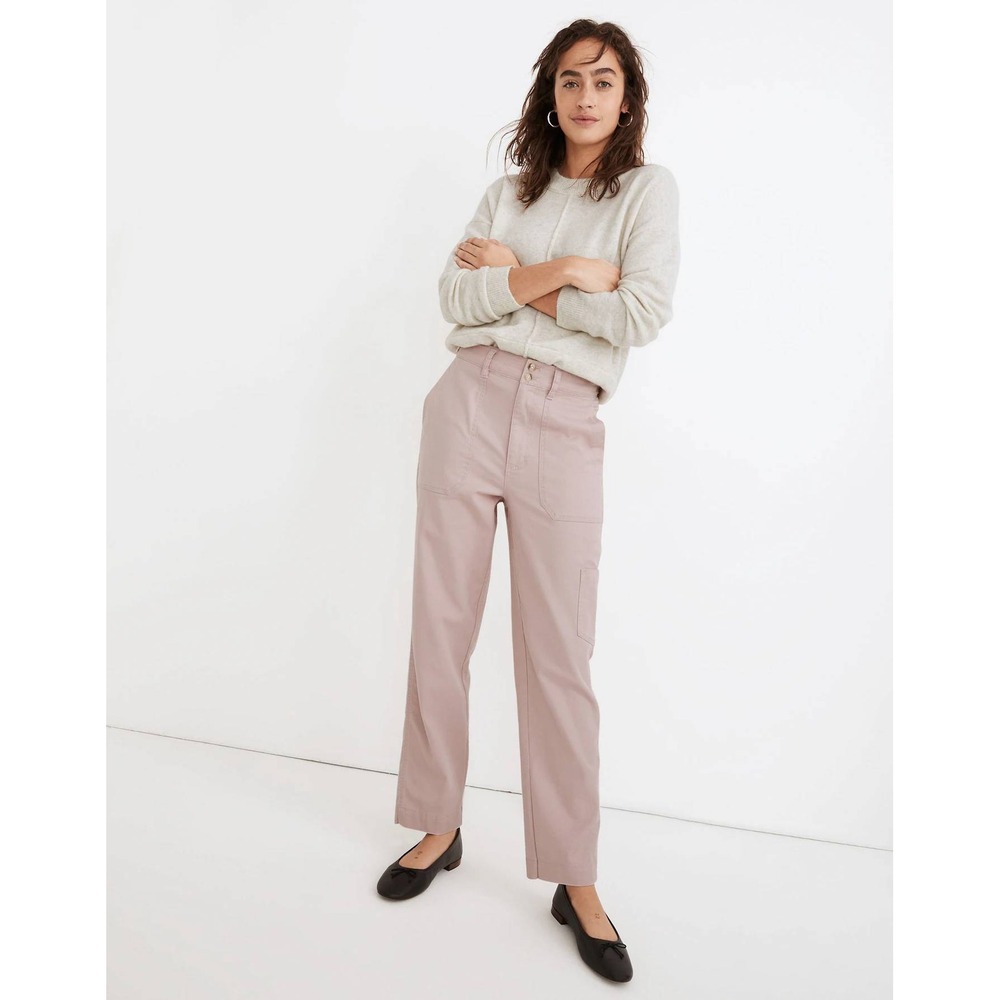 Madewell Military Straight Pants Wisteria Dove Pink Comfort Stretch Cargo 25